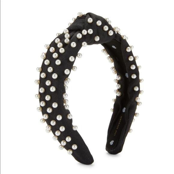 Lele Sadoughi Signature Knot Woven Pearl Embellished Classic Headband - Picture 1 of 9